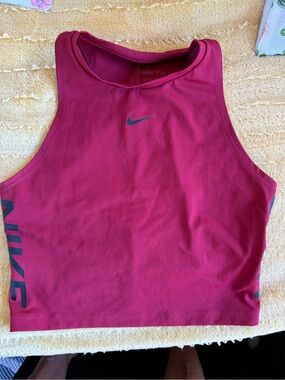 Nike Burgundy Crop Performance Tank with Black Swoosh